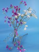 Ветка орхидей  с напылением пластм тройная 60 см(сир, фиол, бел)