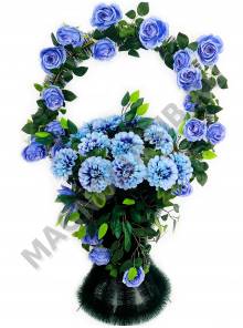 Корзина с лозой и георгинами выс.100/105см ш.55см
