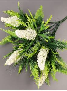 Букет кукурузок крупных  посыпанных с папоротниками 5гр 32см (бел жёл фиол сир роз)