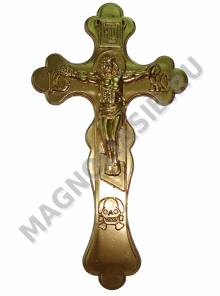Крест в руку пластмассовый с окраской золотом  