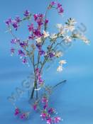 Ветка орхидей  с напылением пластм тройная 60 см(сир, фиол, бел)