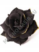 ***/Роза бархатная черная с золотом 5 сл., 15,5 см(К) 