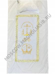 Комплект ритуальный шелковый с распятием 100*210 см