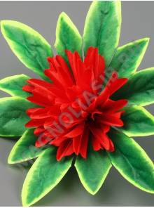 Хризантема 8см атлас на листе 4 сл 17см (бел крас роз желт сир) 